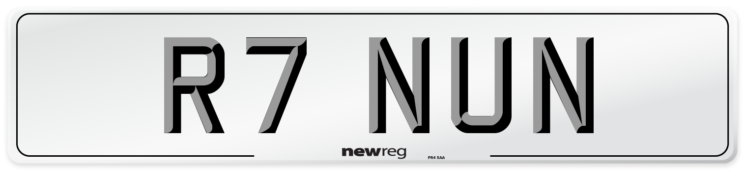 R7 NUN Number Plate from New Reg